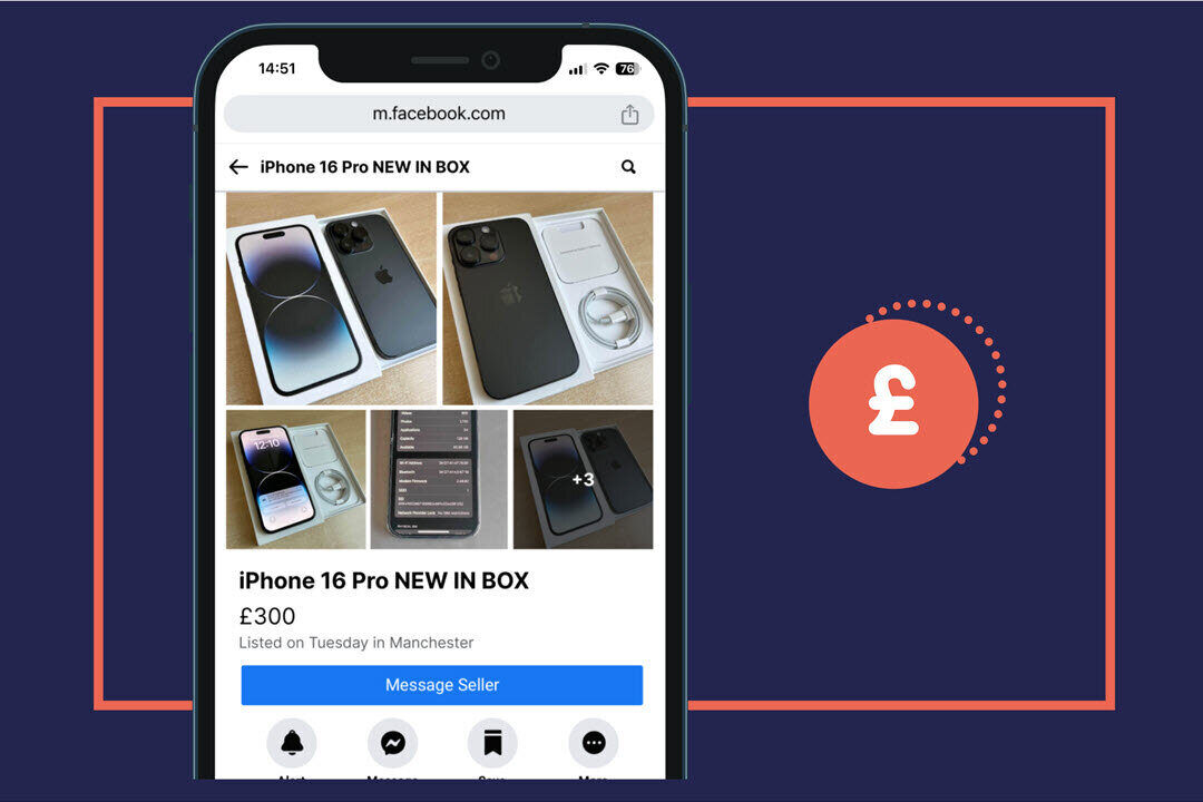 A smart phone displaying the sale of a mobile phone which appears to be a lot cheaper than you can find elsewhere.